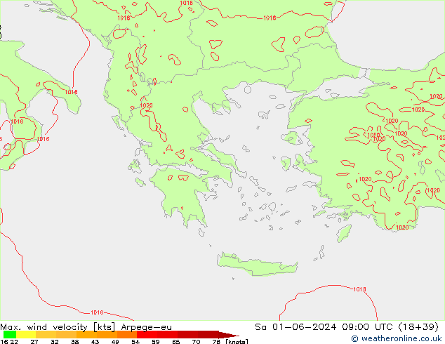 Maks. Rüzgar Hızı Arpege-eu Cts 01.06.2024 09 UTC