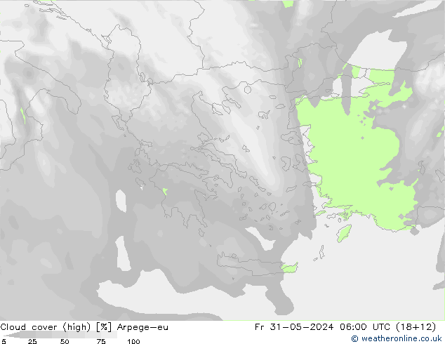Bewolking (Hoog) Arpege-eu vr 31.05.2024 06 UTC