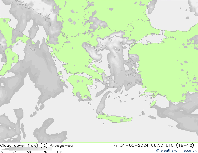 Cloud cover (low) Arpege-eu Fr 31.05.2024 06 UTC