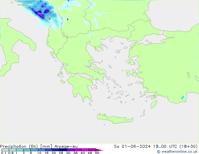 Totale neerslag (6h) Arpege-eu za 01.06.2024 00 UTC