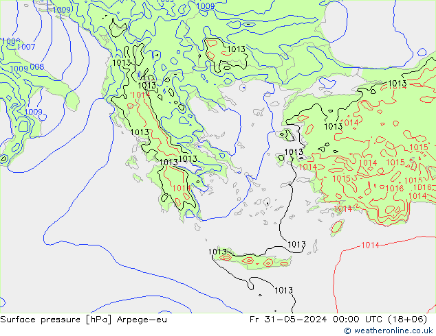 Atmosférický tlak Arpege-eu Pá 31.05.2024 00 UTC