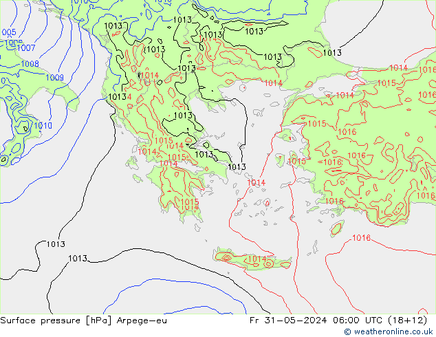 Luchtdruk (Grond) Arpege-eu vr 31.05.2024 06 UTC