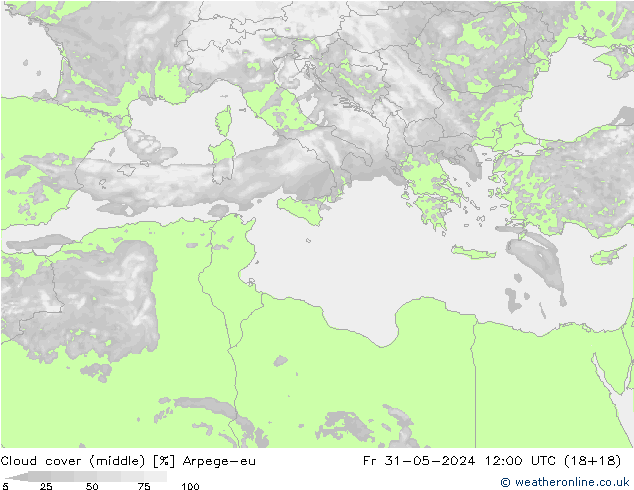 Wolken (mittel) Arpege-eu Fr 31.05.2024 12 UTC