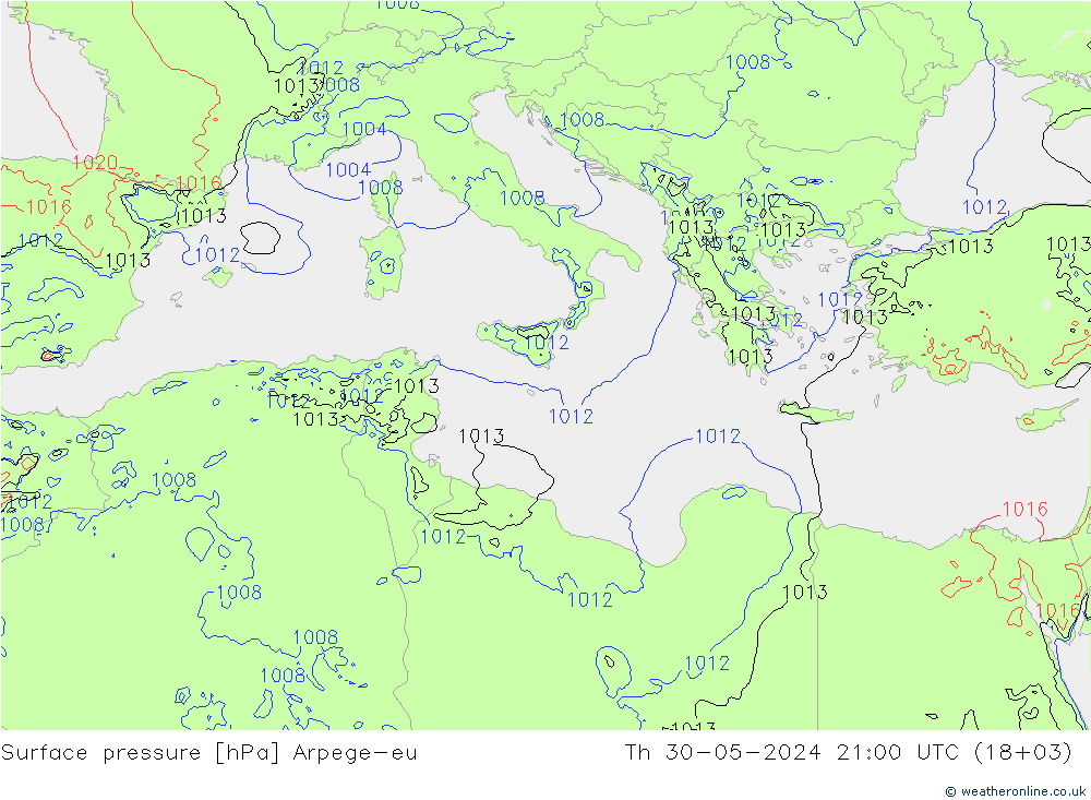 Yer basıncı Arpege-eu Per 30.05.2024 21 UTC