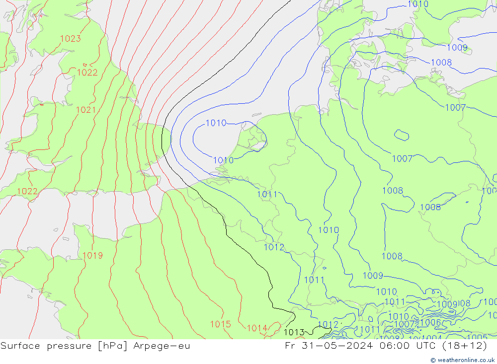 Luchtdruk (Grond) Arpege-eu vr 31.05.2024 06 UTC