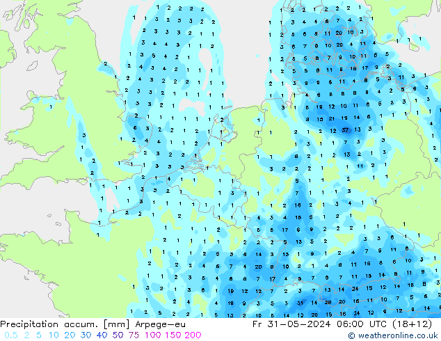 Precipitation accum. Arpege-eu Sex 31.05.2024 06 UTC