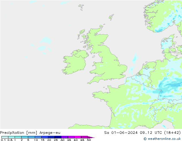 Precipitazione Arpege-eu sab 01.06.2024 12 UTC