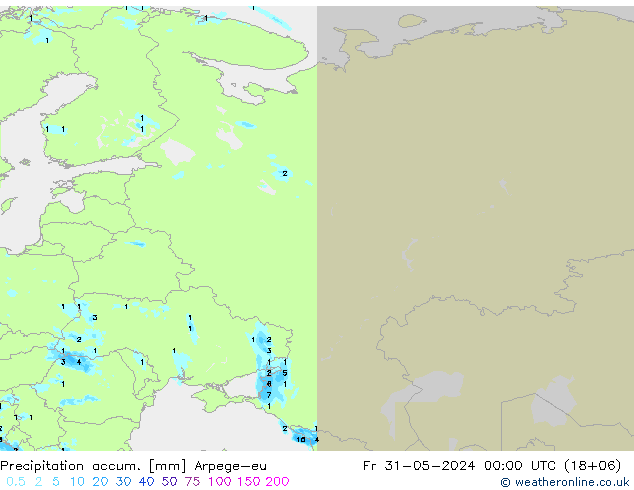 Precipitation accum. Arpege-eu Pá 31.05.2024 00 UTC