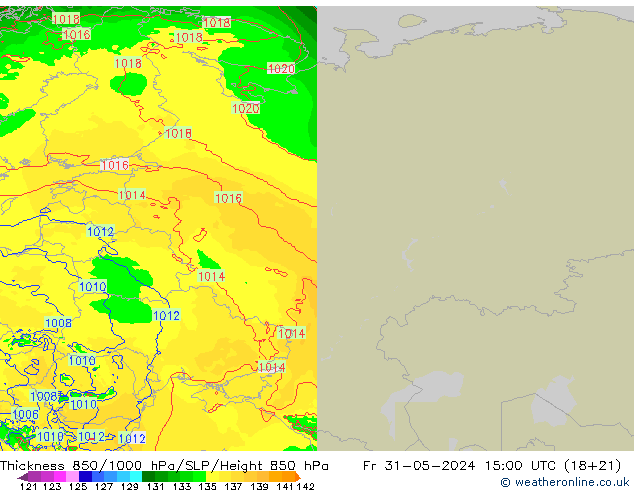 Thck 850-1000 hPa Arpege-eu pt. 31.05.2024 15 UTC