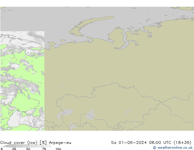 zachmurzenie (niskie) Arpege-eu so. 01.06.2024 06 UTC