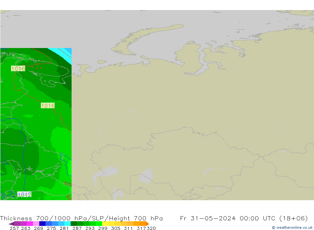 Thck 700-1000 hPa Arpege-eu Fr 31.05.2024 00 UTC