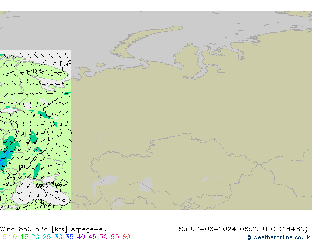  850 hPa Arpege-eu  02.06.2024 06 UTC