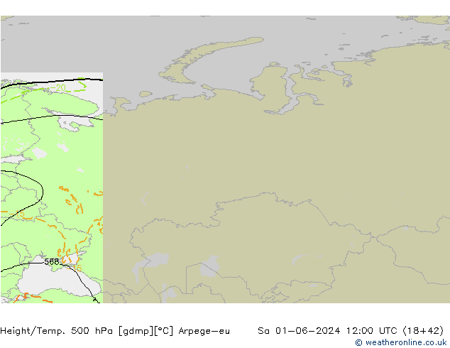 Height/Temp. 500 hPa Arpege-eu Sa 01.06.2024 12 UTC
