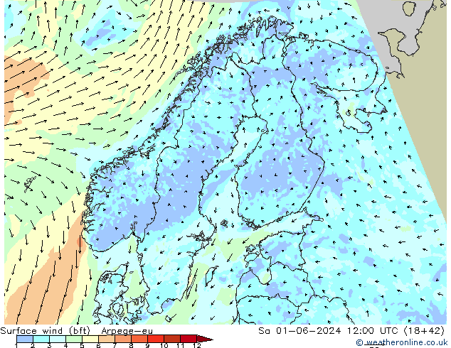  10 m (bft) Arpege-eu  01.06.2024 12 UTC