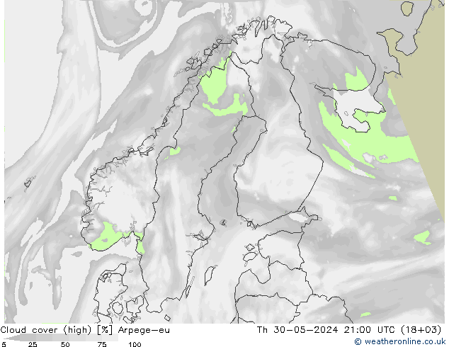 Bewolking (Hoog) Arpege-eu do 30.05.2024 21 UTC