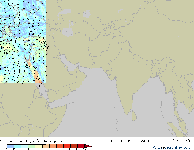 Rüzgar 10 m (bft) Arpege-eu Cu 31.05.2024 00 UTC