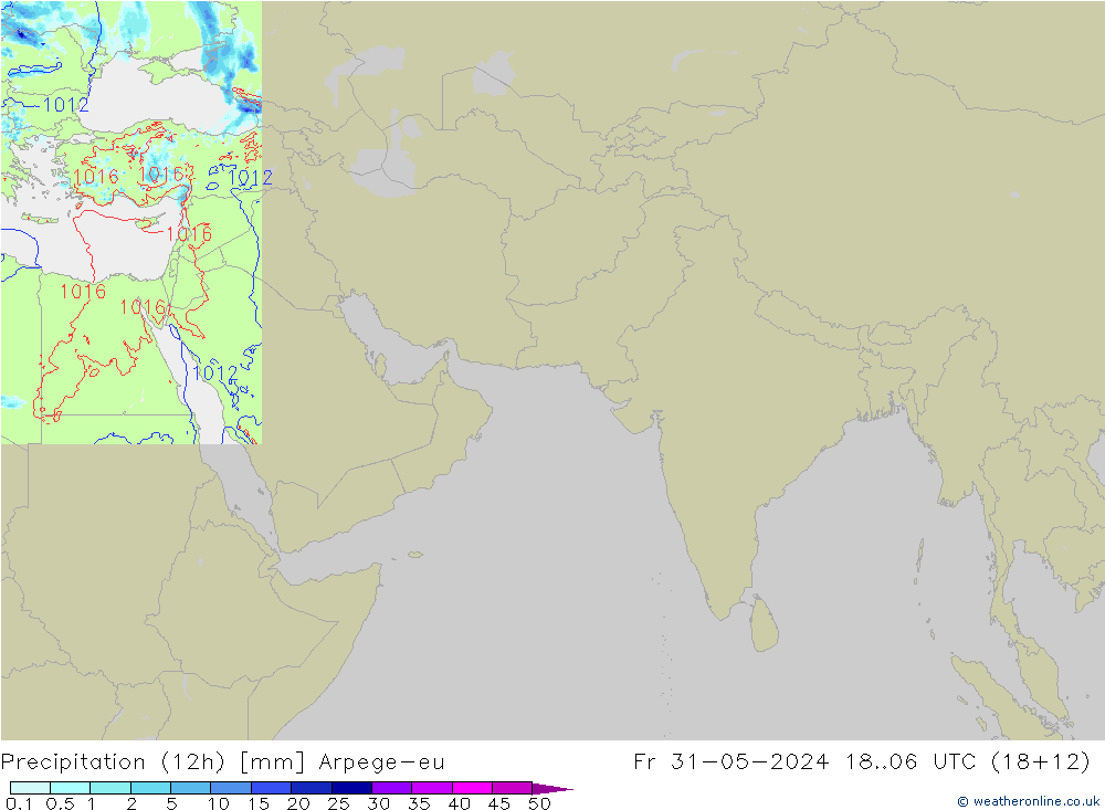 Precipitación (12h) Arpege-eu vie 31.05.2024 06 UTC