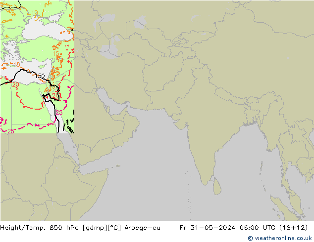Hoogte/Temp. 850 hPa Arpege-eu vr 31.05.2024 06 UTC