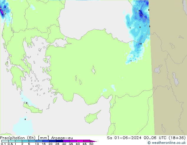 Precipitation (6h) Arpege-eu Sa 01.06.2024 06 UTC
