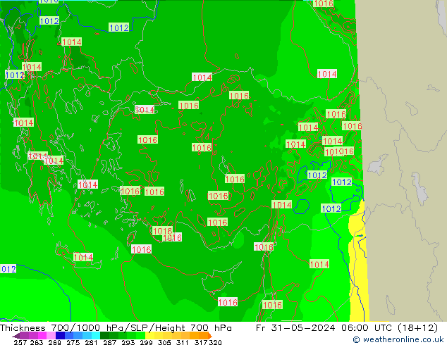 Thck 700-1000 hPa Arpege-eu Fr 31.05.2024 06 UTC