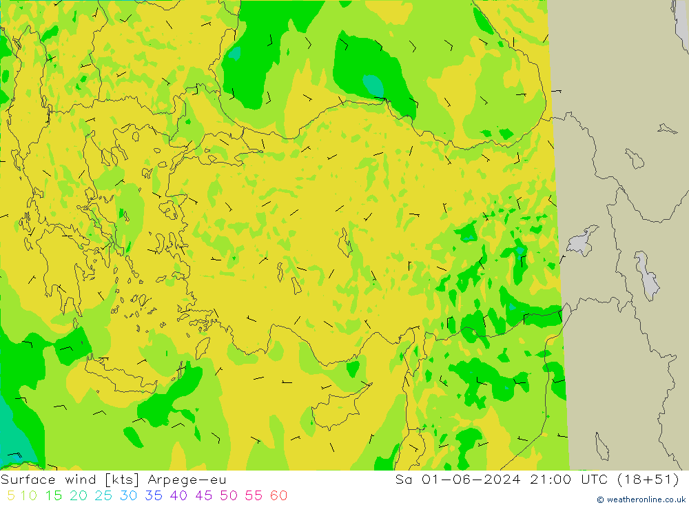 Surface wind Arpege-eu So 01.06.2024 21 UTC