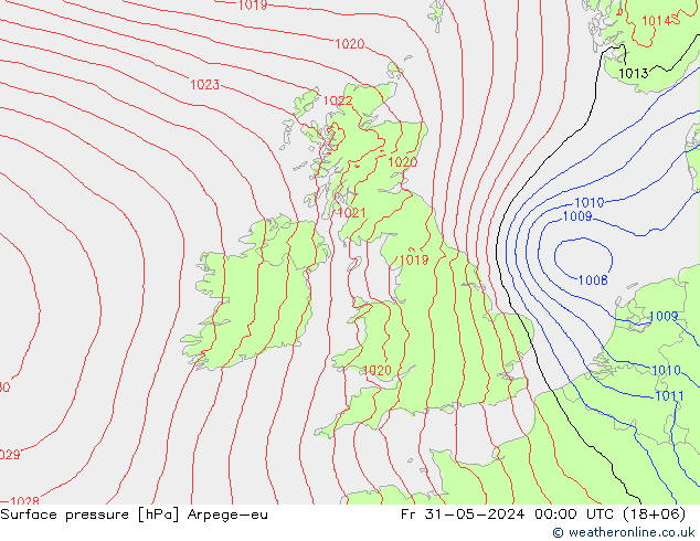 pression de l'air Arpege-eu ven 31.05.2024 00 UTC