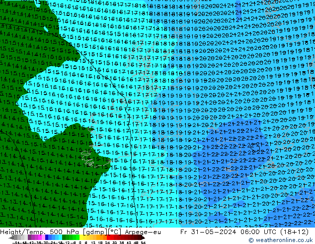 Height/Temp. 500 hPa Arpege-eu Fr 31.05.2024 06 UTC