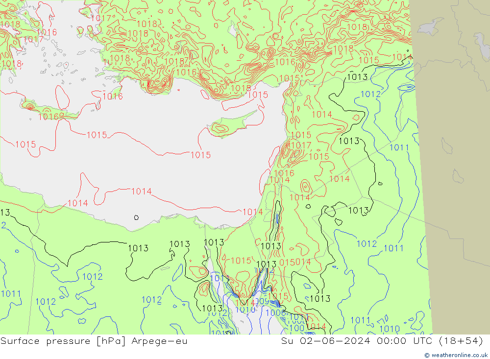 Luchtdruk (Grond) Arpege-eu zo 02.06.2024 00 UTC