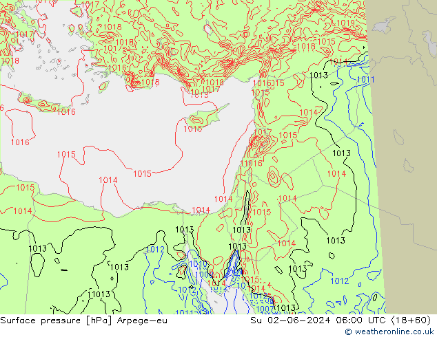 Surface pressure Arpege-eu Su 02.06.2024 06 UTC