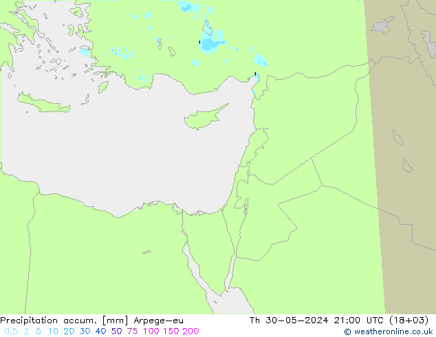 Precipitation accum. Arpege-eu чт 30.05.2024 21 UTC