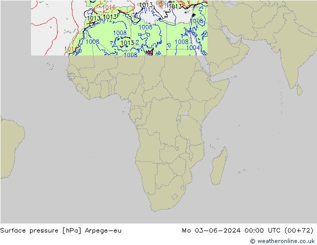 pressão do solo Arpege-eu Seg 03.06.2024 00 UTC