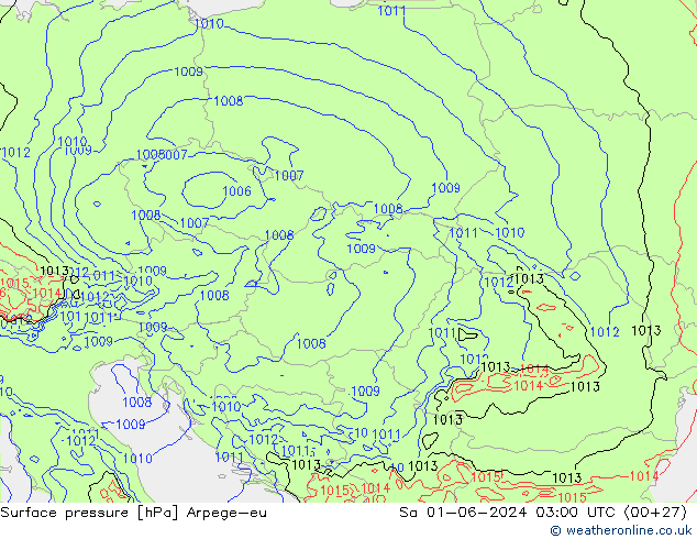 Surface pressure Arpege-eu Sa 01.06.2024 03 UTC