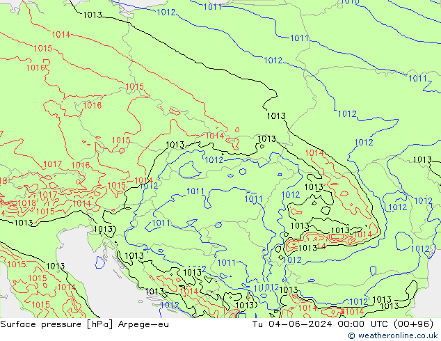 Surface pressure Arpege-eu Tu 04.06.2024 00 UTC