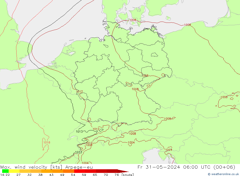 Windböen Arpege-eu Fr 31.05.2024 06 UTC