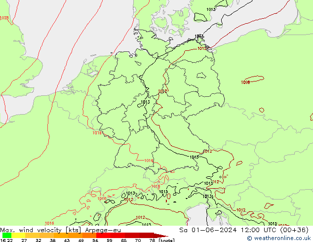 Maks. Rüzgar Hızı Arpege-eu Cts 01.06.2024 12 UTC