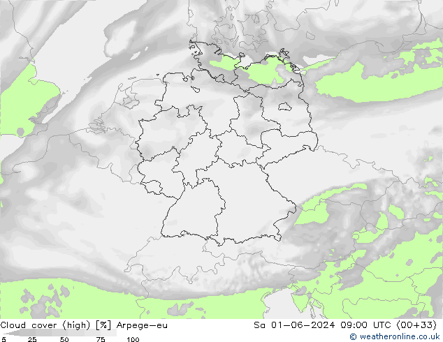 Bewolking (Hoog) Arpege-eu za 01.06.2024 09 UTC