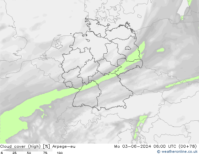 Bewolking (Hoog) Arpege-eu ma 03.06.2024 06 UTC