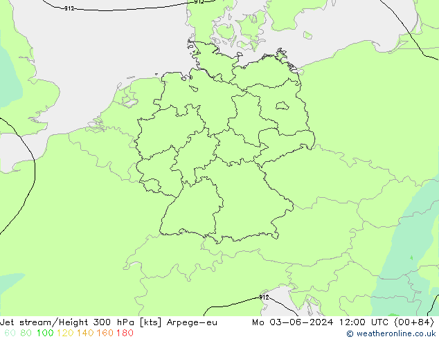 Corriente en chorro Arpege-eu lun 03.06.2024 12 UTC