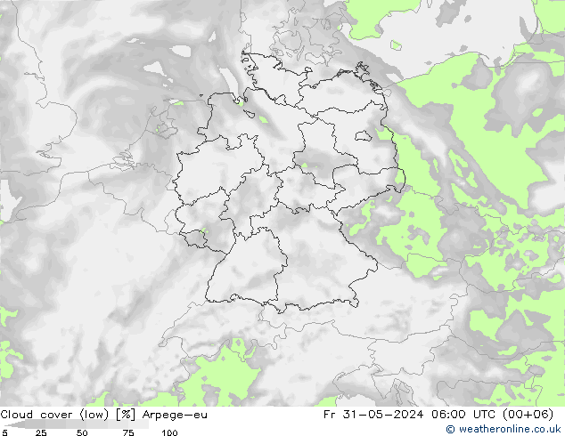 Nuages (bas) Arpege-eu ven 31.05.2024 06 UTC