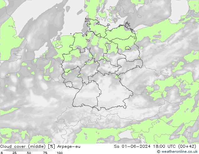 Nubes medias Arpege-eu sáb 01.06.2024 18 UTC