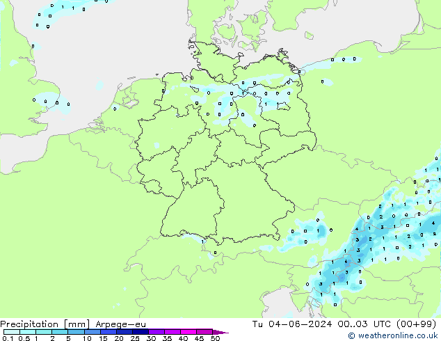 Precipitación Arpege-eu mar 04.06.2024 03 UTC