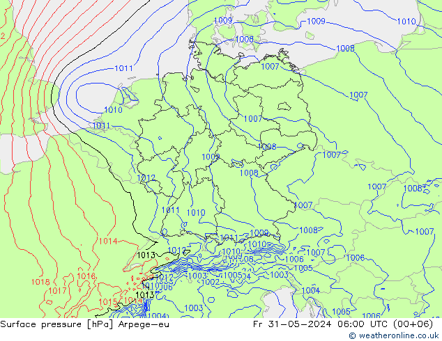 Surface pressure Arpege-eu Fr 31.05.2024 06 UTC