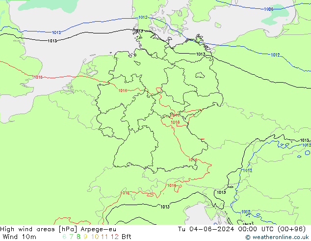 yüksek rüzgarlı alanlar Arpege-eu Sa 04.06.2024 00 UTC