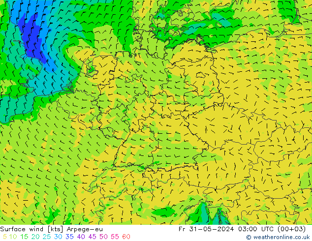 风 10 米 Arpege-eu 星期五 31.05.2024 03 UTC