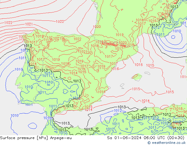 Surface pressure Arpege-eu Sa 01.06.2024 06 UTC