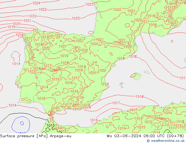 Luchtdruk (Grond) Arpege-eu ma 03.06.2024 06 UTC