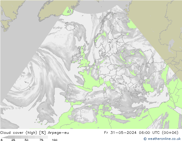 Wolken (hohe) Arpege-eu Fr 31.05.2024 06 UTC