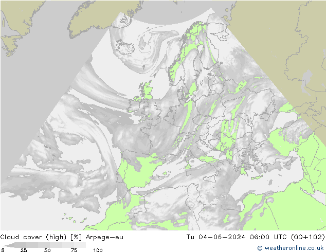 Nubes altas Arpege-eu mar 04.06.2024 06 UTC