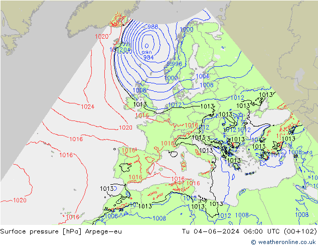 pression de l'air Arpege-eu mar 04.06.2024 06 UTC