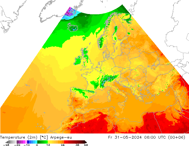 Temperature (2m) Arpege-eu Fr 31.05.2024 06 UTC